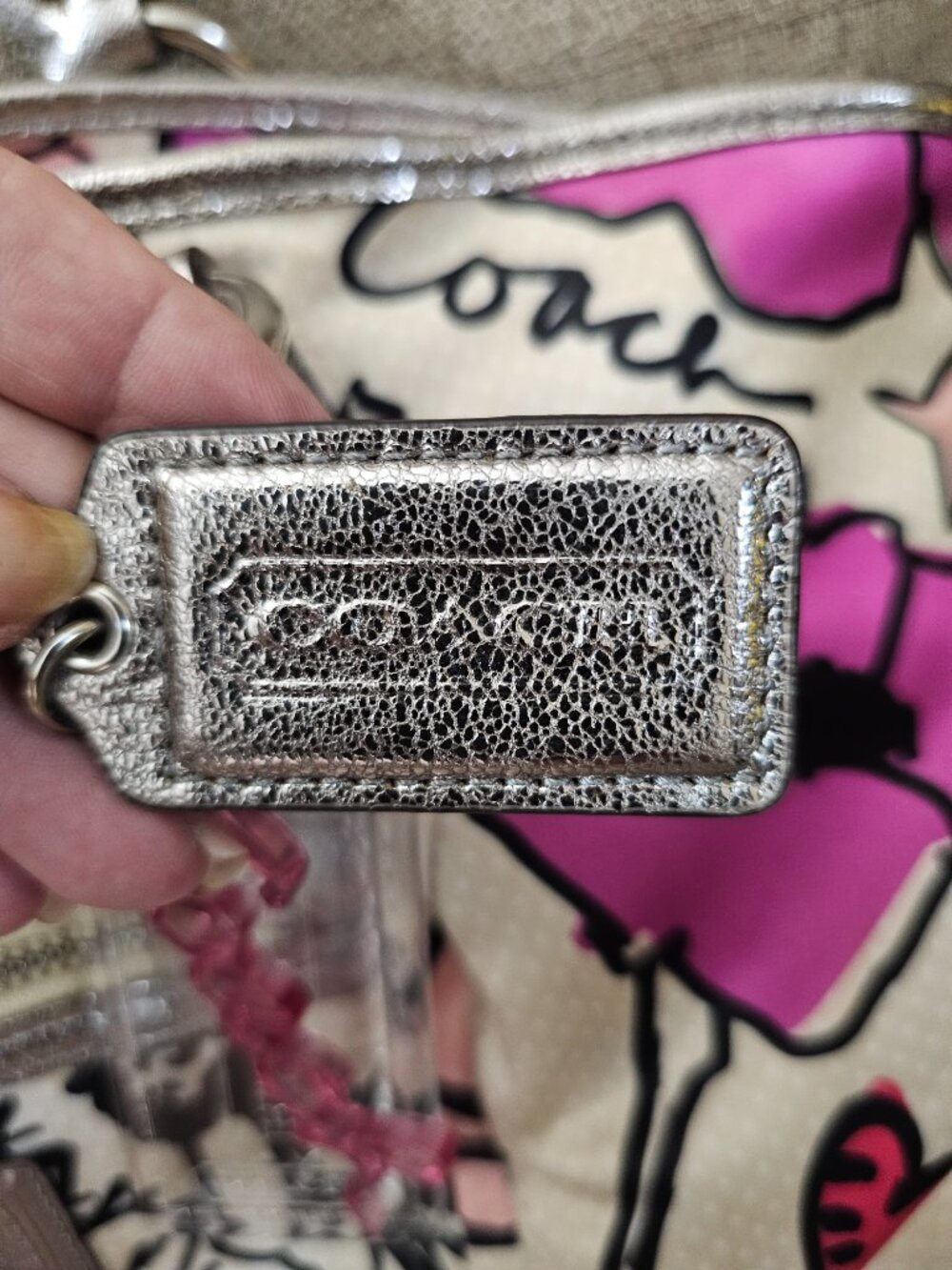 COACH Poppy 16308 Pop C Graffiti Pink Bow Satchel Crossbody Bag- 4 Hangtags! - Picture 15 of 16